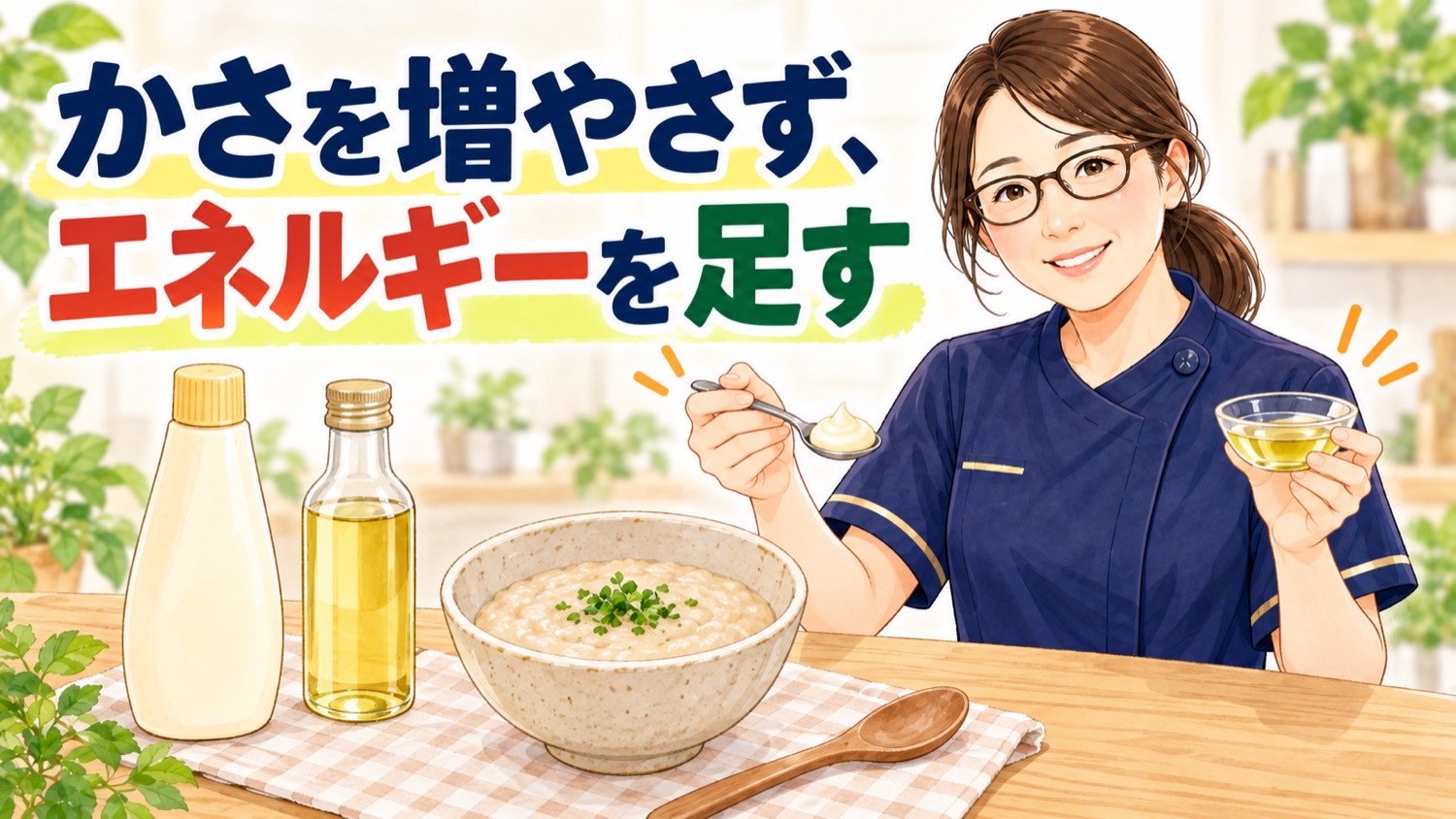 かさを増やさずエネルギーを足す方法。マヨネーズとMCTオイルを少量加える