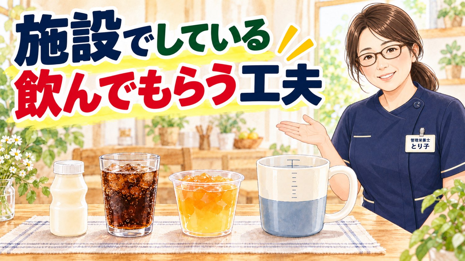 乳酸菌飲料、炭酸飲料、スポーツドリンク味の水分ゼリー、目盛りつきマグカップ