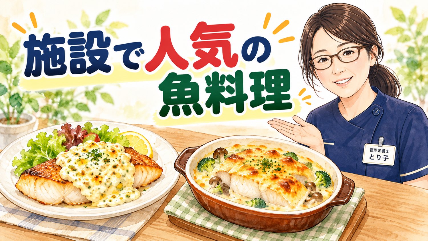 施設で人気の魚のタルタル焼きとグラタン焼き